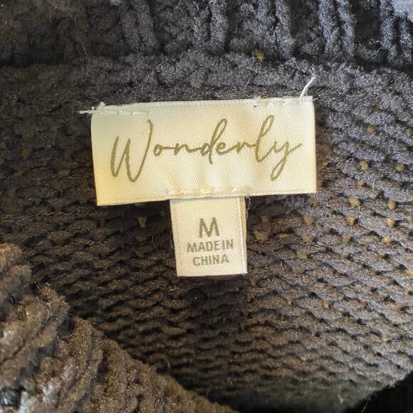 wonderly Women's Knit Cowl Neck Sweater Medium Black Soft Chenille Pullover - Picture 9 of 12